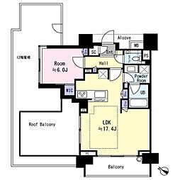 シティハウス南麻布一丁目 1LDKの間取り