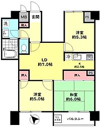 成増グリーンハイツ 3DKの間取図画像