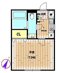 ARBRE（アーブル）南台 1階1Kの間取り