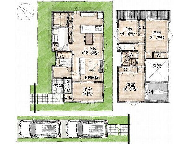 【参考プラン間取り図】級建築士×女性コーディネーター監修『ママに嬉しい家事ラク動線』設計