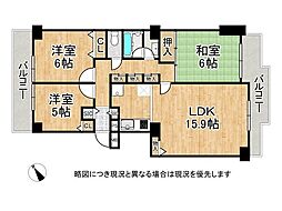 ダイアパレス名谷 3LDKの間取図画像