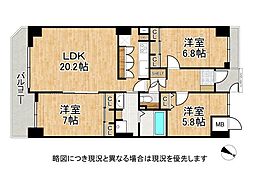 ネクステージ西神中央D棟 3LDKの間取図画像