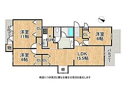 中落合第2住宅494号棟 3LDKの間取図画像