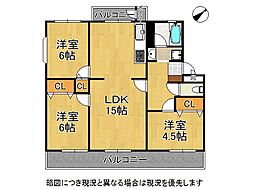 横尾4団地77号棟 3LDKの間取図画像