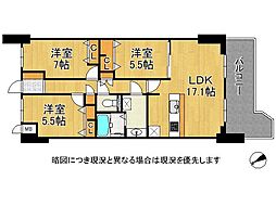 コスモ舞子坂弐番館 3LDKの間取図画像
