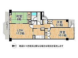 須磨パークヒルズH棟HERCULES 3LDKの間取図画像