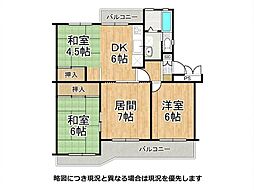 明石二見ハイツ2号棟 3LDKの間取図画像