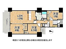 パームスクエアジェームス山 3LDKの間取図画像