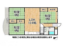 北須磨団地D-2棟 3LDKの間取図画像