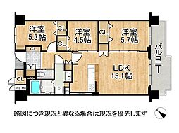 朝日プラザCITYウエストヒル神戸B棟 3LDKの間取図画像