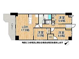 コスモ舞子坂弐番館 3LDKの間取図画像