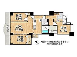 須磨パークヒルズC棟CYGNUS 2SLDKの間取図画像