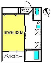 ボヌール指扇 3階1Kの間取り