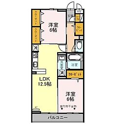 plume 1階2LDKの間取り