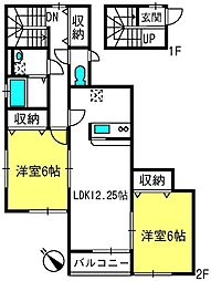 グレースメゾン 2階2LDKの間取り