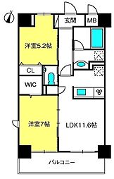 ソレイユ上落合 2LDKの間取図画像