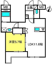 ミルフルール 1LDKの間取図画像