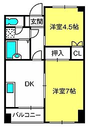 メゾンドハイブリッジ 2DKの間取図画像