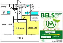 ブロッサムテラス堀の内 2LDKの間取図画像
