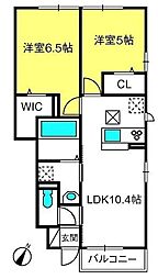 シャイン・カワナベ 2LDKの間取図画像