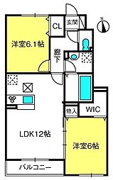 ルミエール木崎 2LDKの間取図画像