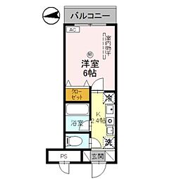 レフィナードスクエア 1Kの間取図画像