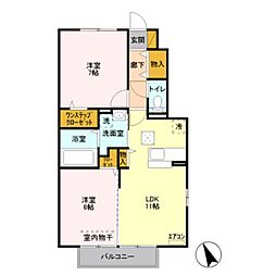 ヒルサイドテラス2 2LDKの間取図画像