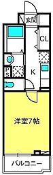 エムウッドジェンティーレ 1Kの間取図画像