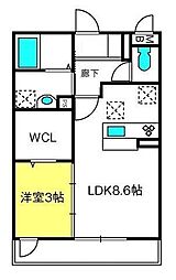 プレシャスガーネット 1LDKの間取図画像