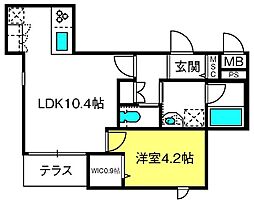高崎市北双葉町マンション 1LDKの間取図画像