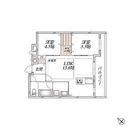 (仮称)浦和区領家3丁目メゾン北棟 2LDKの間取図画像
