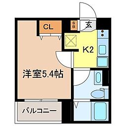 IXO浅間町 1Kの間取図画像