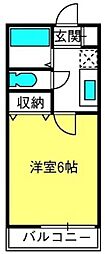 エヴィアン 1Kの間取図画像