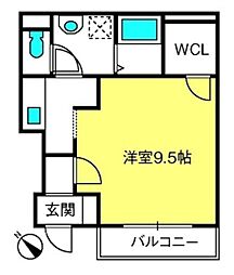 クレシア ワンルームの間取図画像