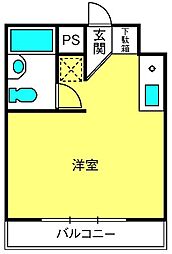 アジュール中里 ワンルームの間取図画像