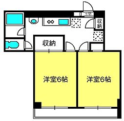 大興マンション土呂 2DKの間取図画像