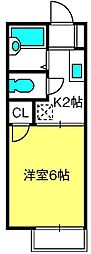 リバーサイド狭山 1Kの間取図画像