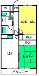 ソレアードミシマ 2DKの間取図画像