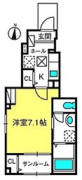 チェリーブロッサム 1Kの間取図画像
