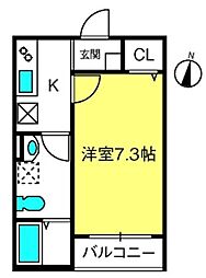 Aug1 1Kの間取図画像