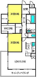 オカバさいたま日進へーベルメゾン 2SLDKの間取図画像