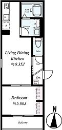 GRADUS大和田 1LDKの間取図画像