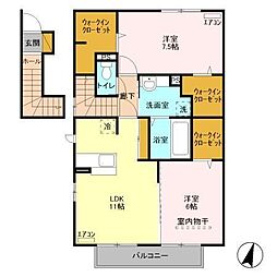 ヴァンベール2 2LDKの間取図画像