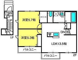 グランデュオ 2LDKの間取図画像