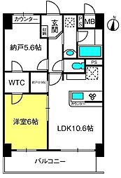 ラグゼナ浦和 1LDKの間取図画像