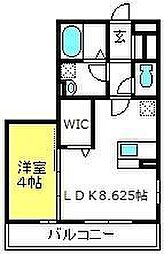 ヴィーブル浦和 1LDKの間取図画像