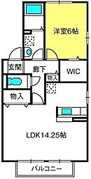サンモールA 1LDKの間取図画像