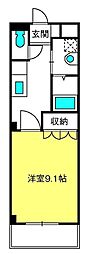 グランディールB 1Kの間取図画像