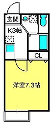 ラ・プリマベーラ霞ヶ関2 1Kの間取図画像