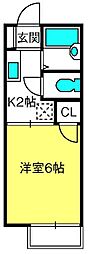 リバーサイド狭山 1Kの間取図画像
